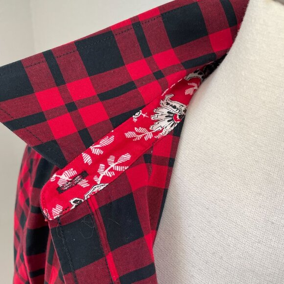 Chaps Womens Large Red Black Buffalo Plaid Button Up Shirt Long Sleeve Blouse - Picture 6 of 10
